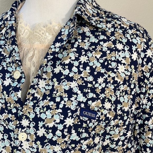 Guess Tops - Vintage Guess blue floral button down top SZ S/M